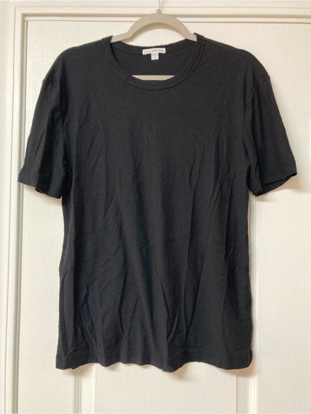 James Perse Black Slub Knit Tee Top